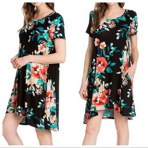 Black Floral Dress with Pockets